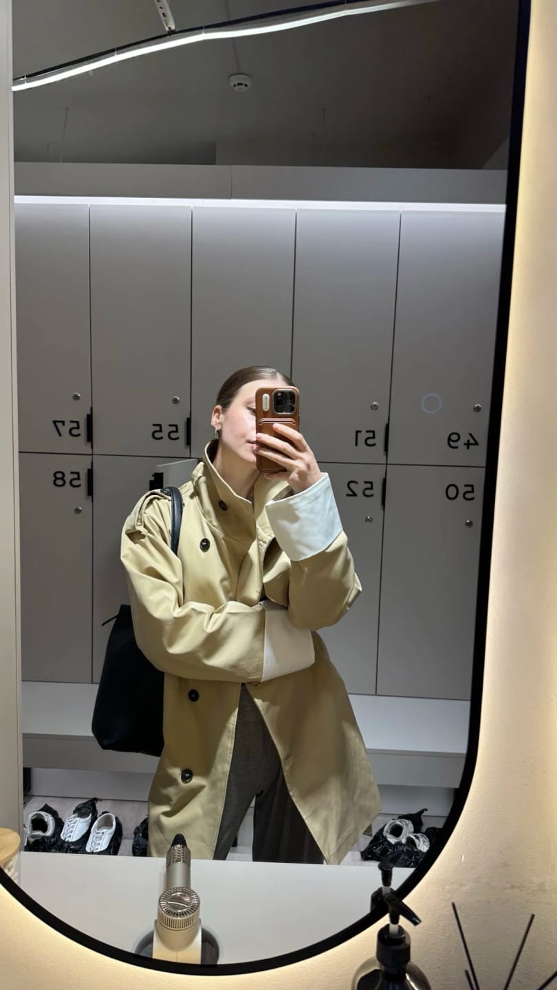 Customer photo review of Alicia Contrast Cuffs Belted Trench Coat