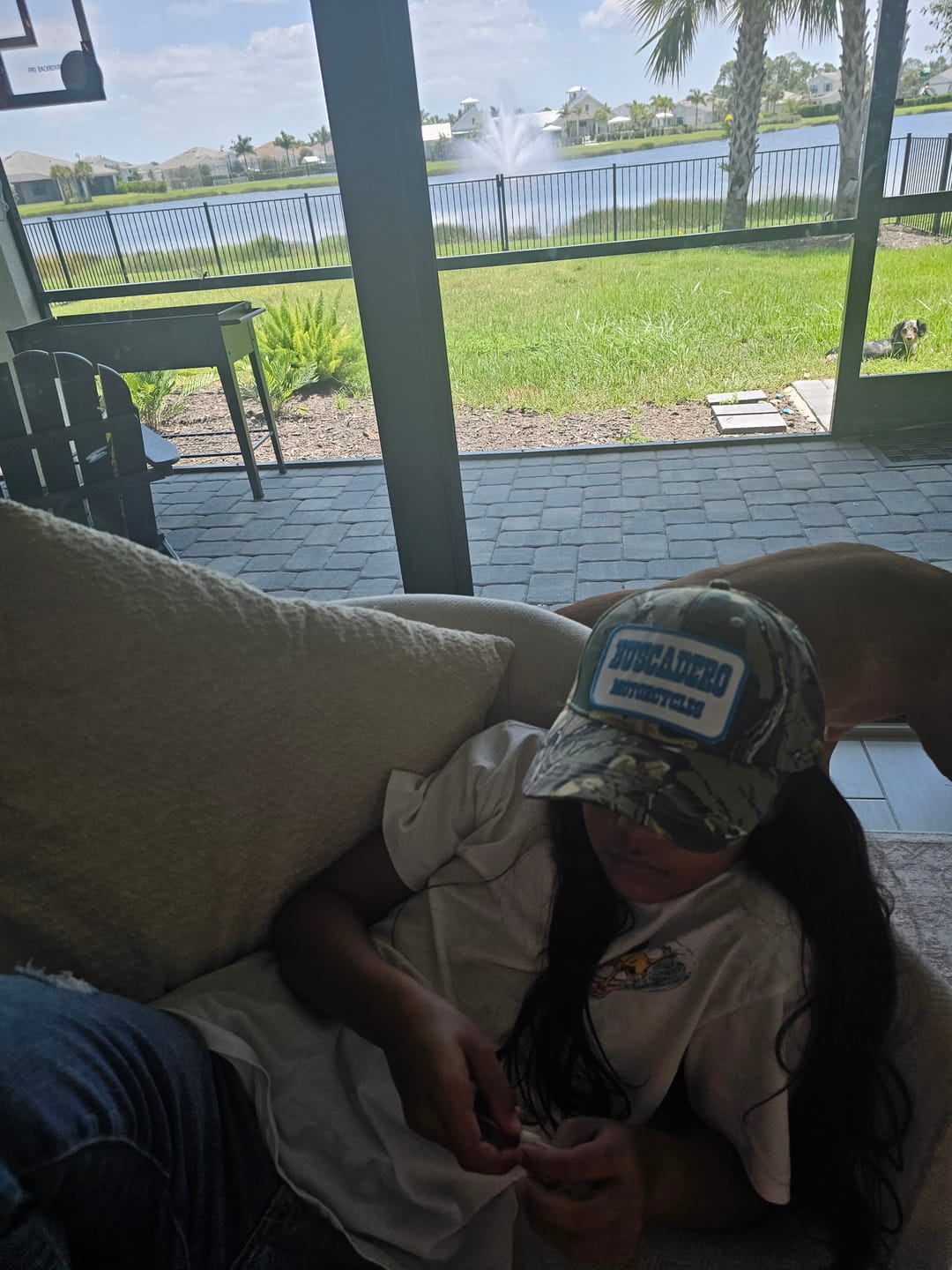 Customer photo review of Kids  'Eagle’ Foam Trucker Hat - Black