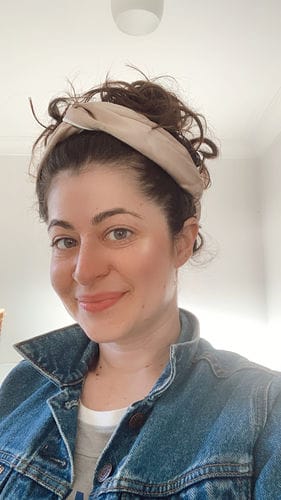 Customer photo review of 100% Mulberry Silk Elastic Twisted Headband - Champagne Gold
