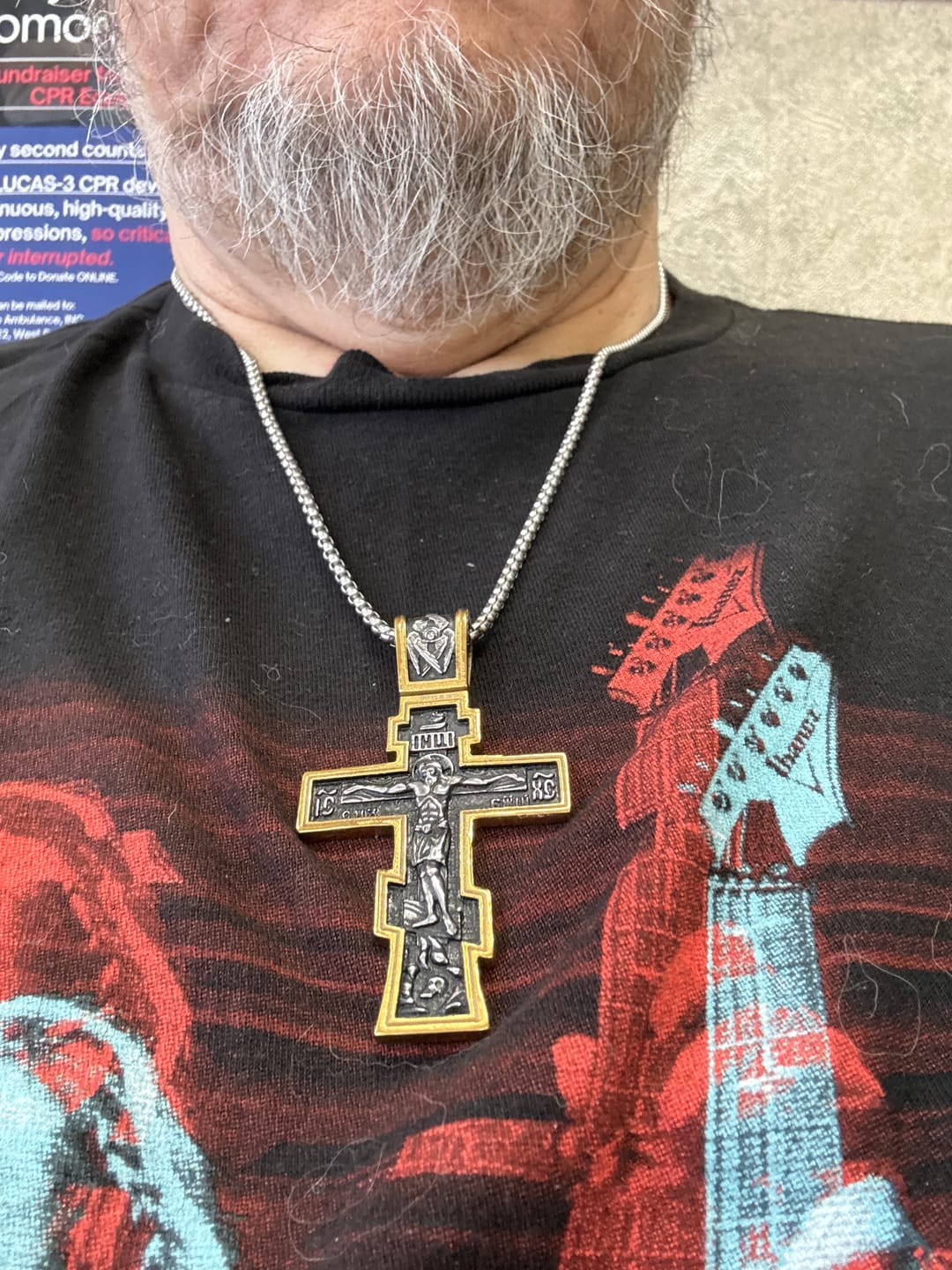 Customer photo review of DARK JESUS CROSS. - GOLD