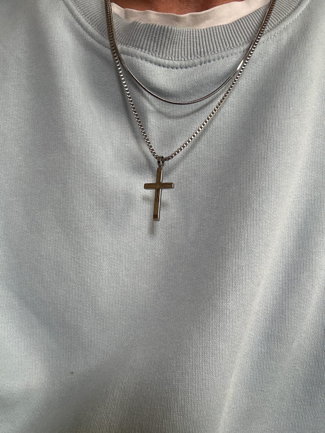 Customer photo review of Classic Cross Necklace Duo