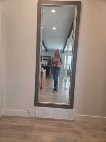 Customer's Kancan Ruby Button Bootcut Jeans worn with a tucked shirt in a full-length mirror reflection.