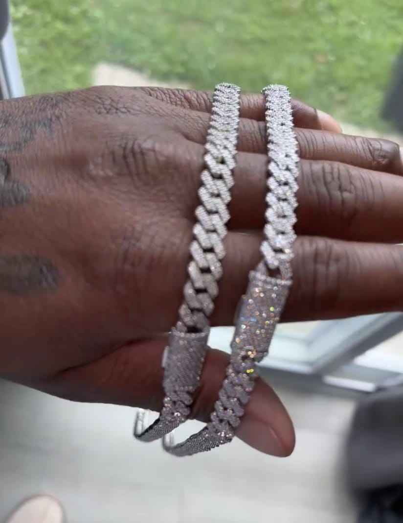 Customer photo review of 10mm Iced Out Moissanite Miami Cuban Link Chain 14K Gold