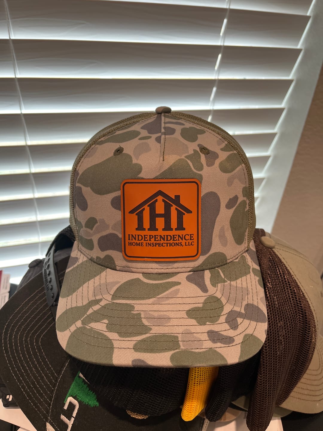 Customer photo review of Richardson CAMO Custom Leather Patch Hats