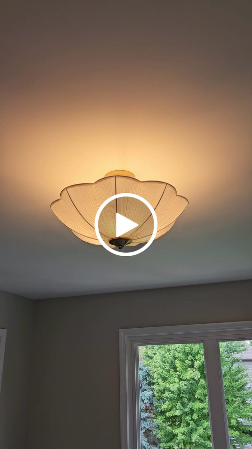 Customer video review of Boho Pleated Flower White Fabric Semi Flush Mount