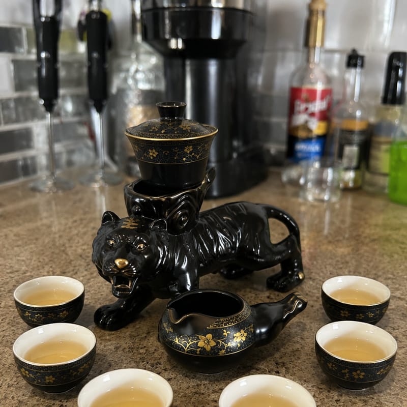 Customer photo review of Takumi Semi-Automatic Tiger Ceramic Kung Fu Tea Set