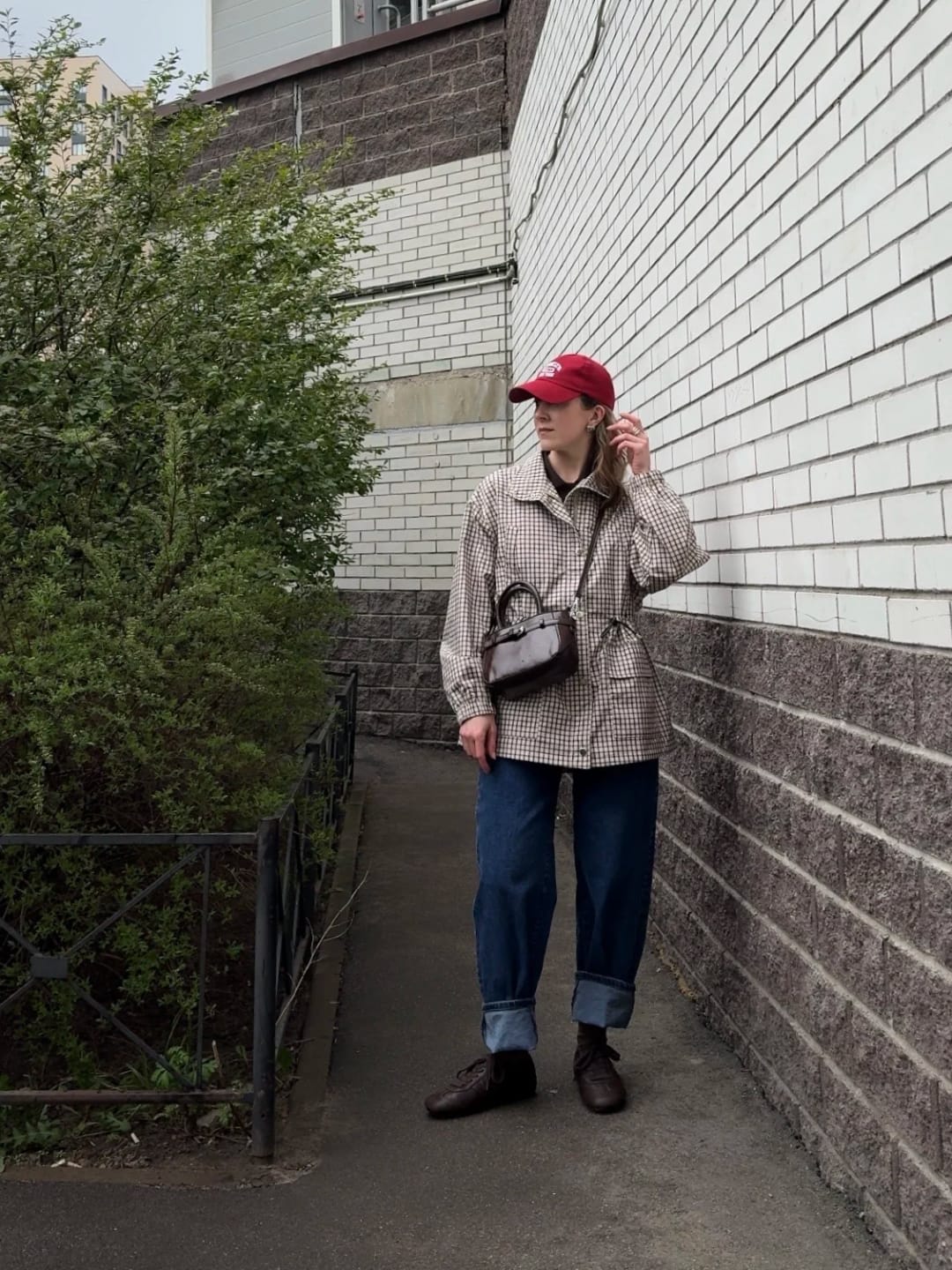 Customer photo review of Ellen High-Neck Plaid Jacket