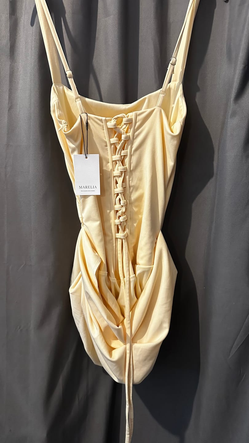 Customer photo review of Square-Neck Ruched Corset Mini Dress