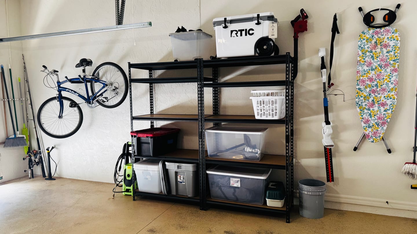 Customer photo review of Reibii 5-Tier 40" W Metal Shelving for Garage, 2500lbs Heavy Duty Storage Shelves, Adjustable Shelf for Closet, Warehouse, Commercial