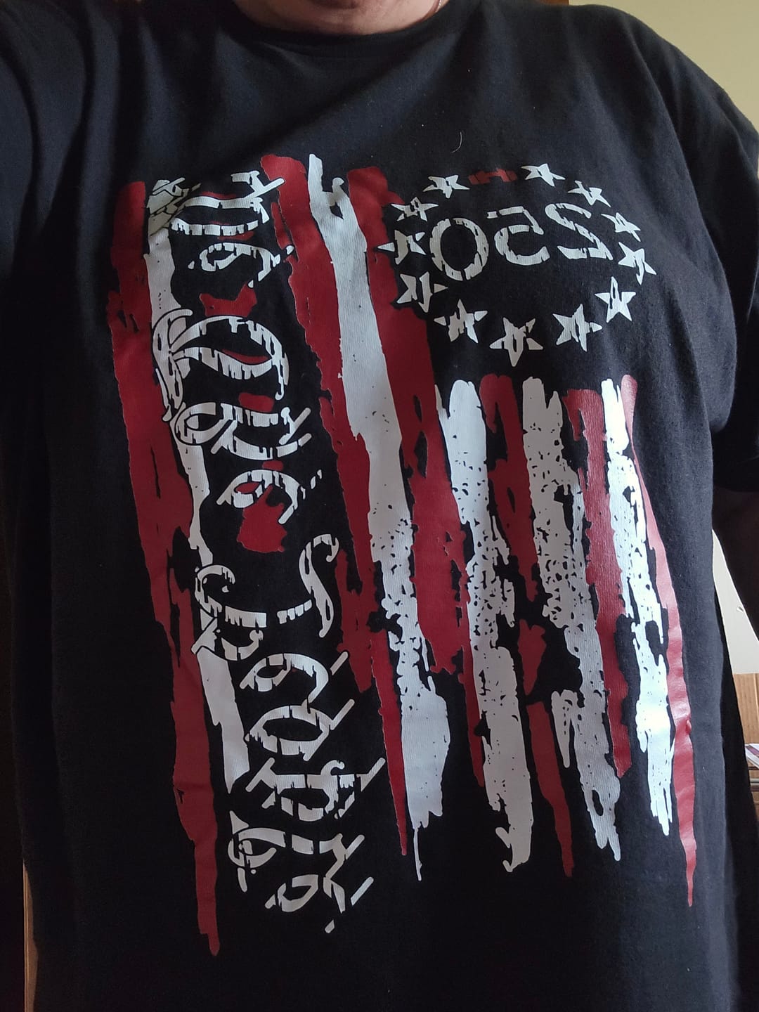 Customer photo review of We The People 250 Flag Shirt