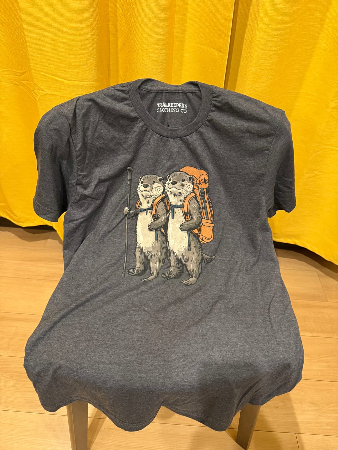 Customer photo review of Otter Backpacker Couple T-Shirt