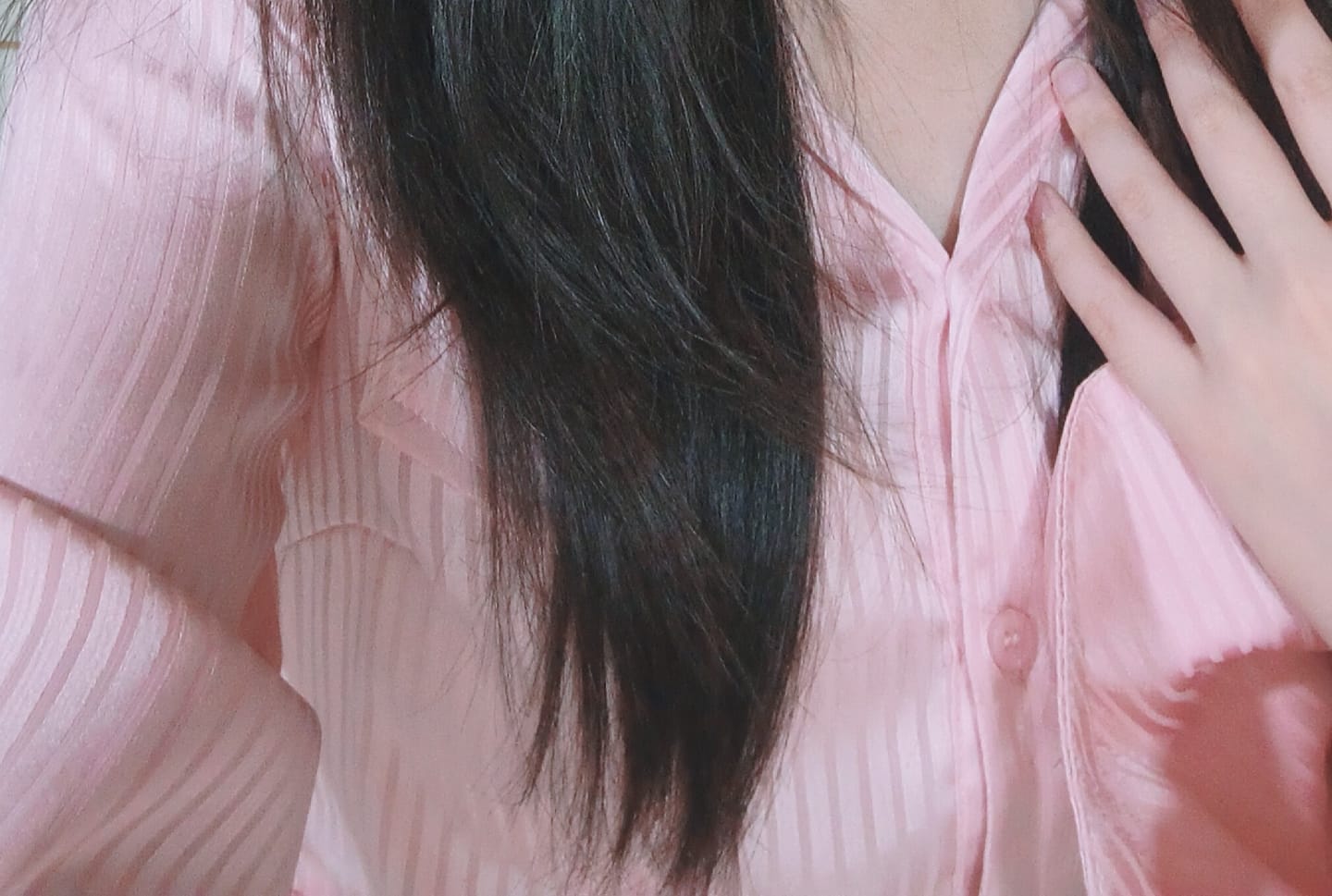 Customer photo review of VATTY™ Women's Pink Satin Striped Long-Sleeve Shirt