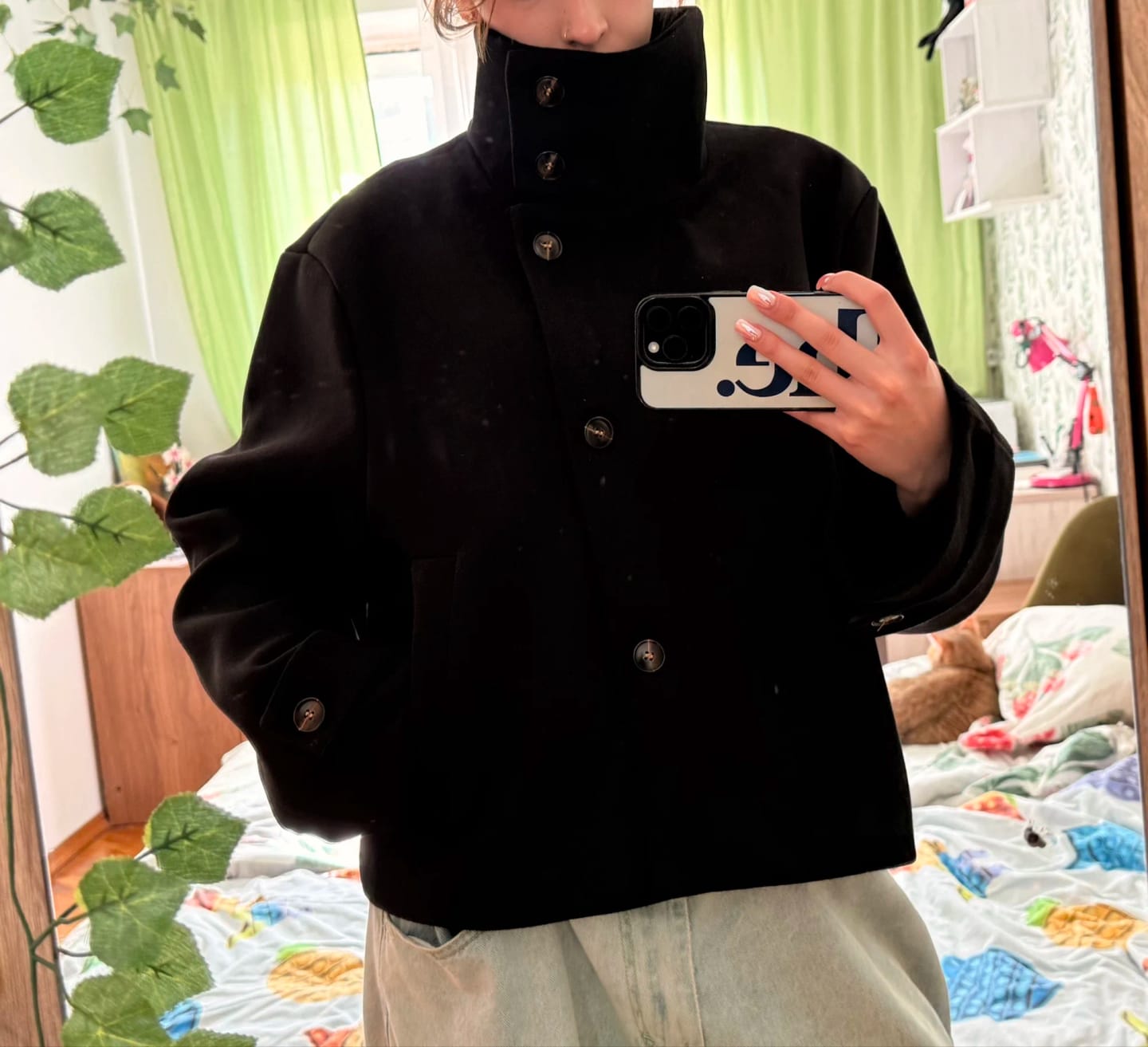Customer photo review of Rose Buckle Stand Collar Coat