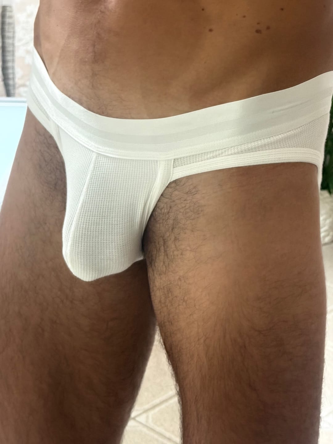 Customer photo review of 3 Pack Men's Soft Cotton Blend Waffle Briefs with Separate Pouch and High-Leg Cut