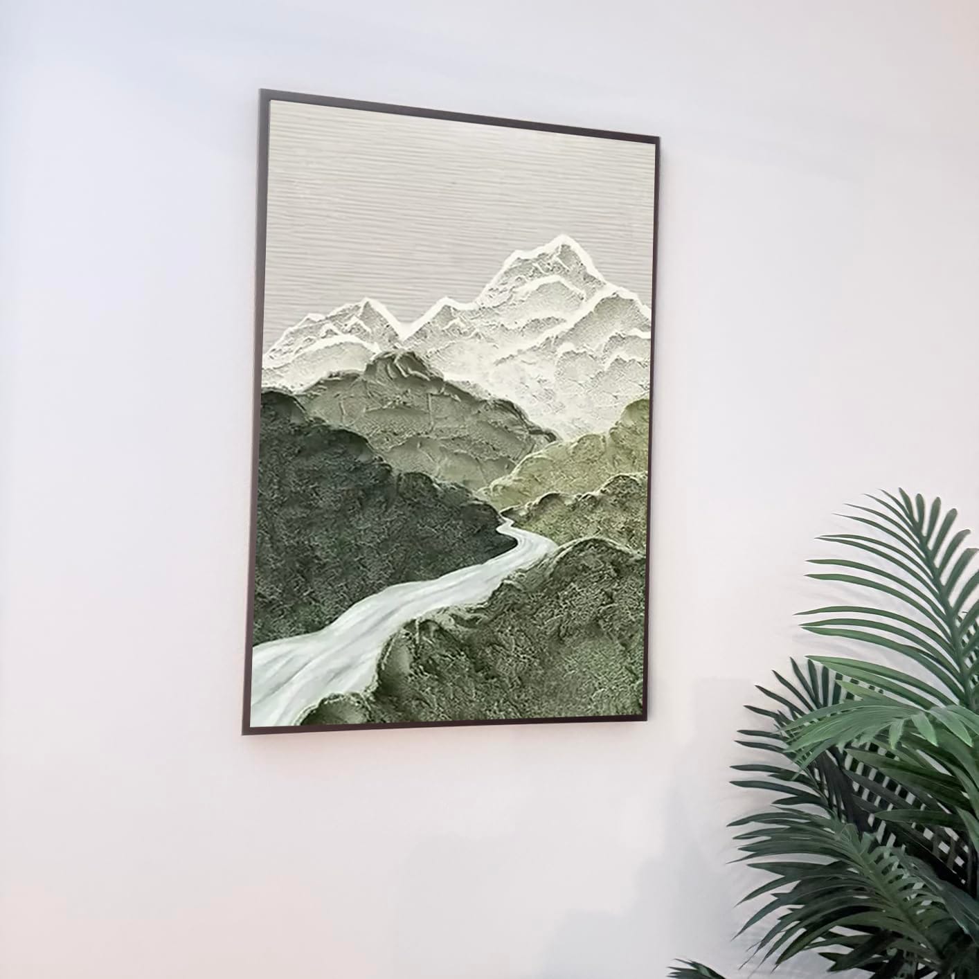 Customer photo review of Green and White Mountain Textured Abstract Painting #MM014