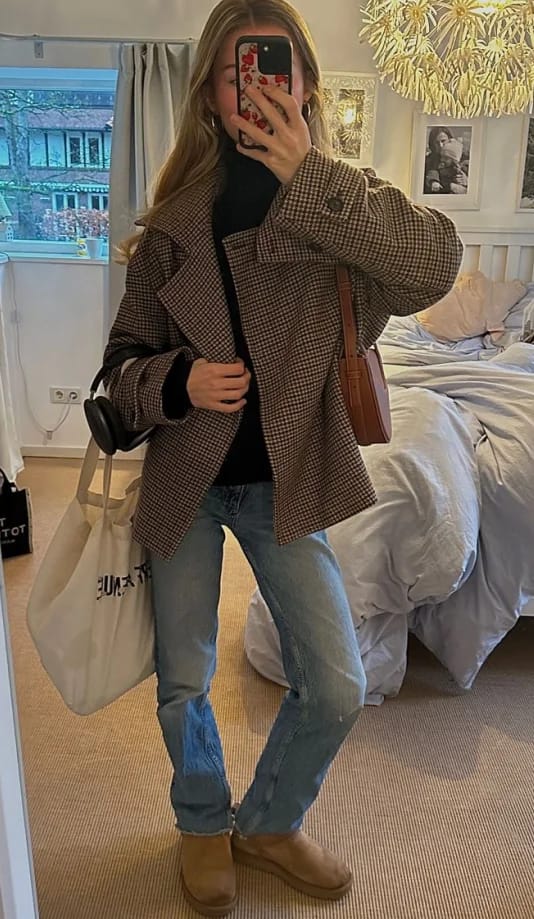 Customer photo review of Nadia Houndstooth Wool Coat