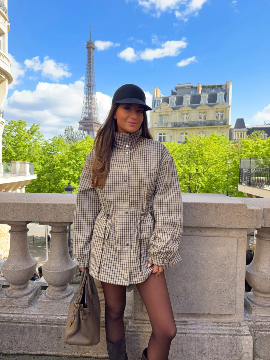 Customer photo review of Ellen High-Neck Plaid Jacket