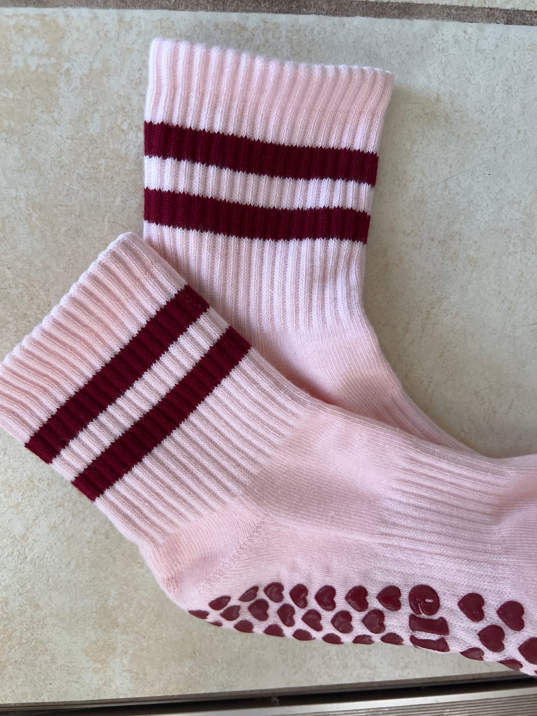 Customer photo review of Grip Stripes - Soft Pink