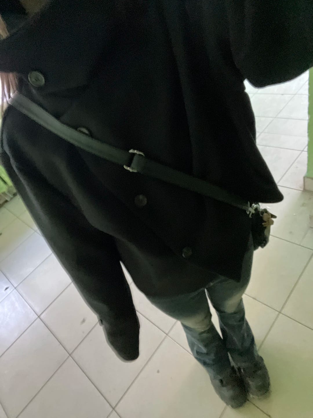 Customer photo review of Rose Buckle Stand Collar Coat