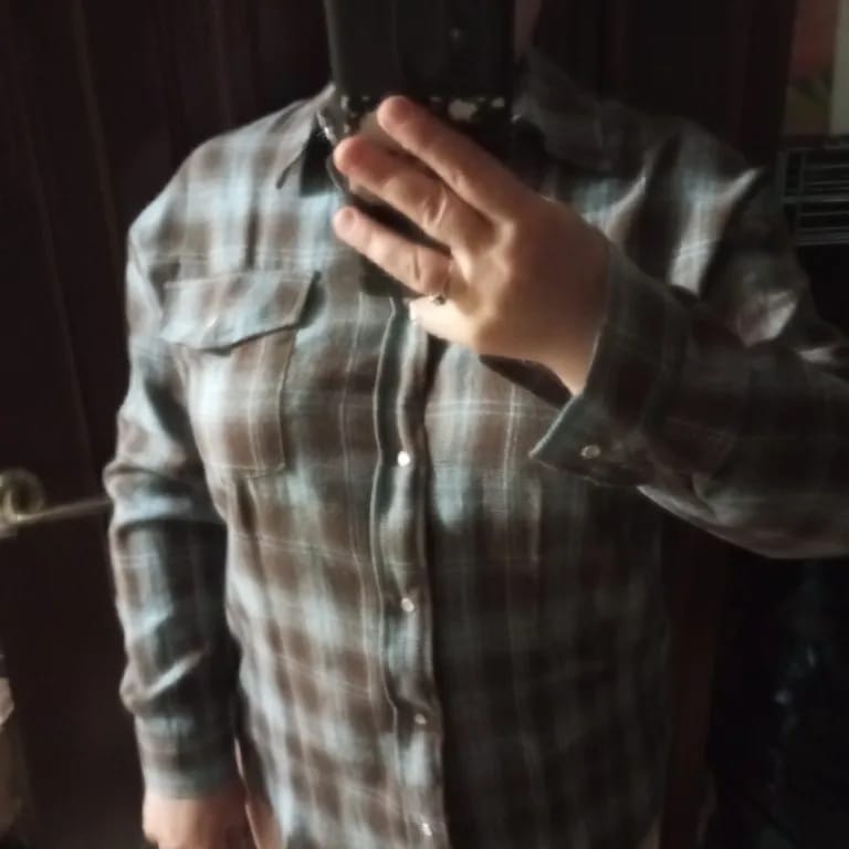 Customer photo review of Melissa Oversized Plaid Shirt