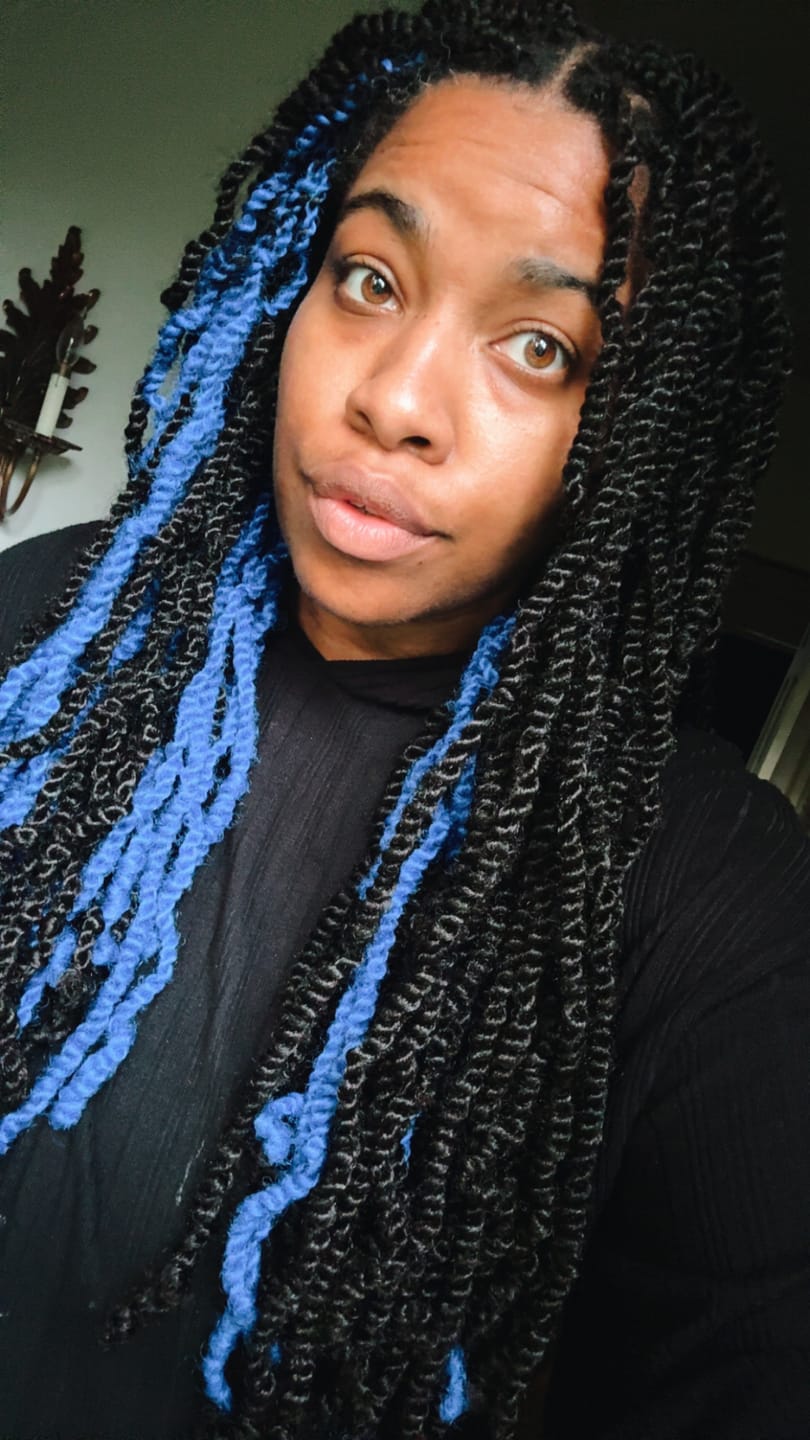 Customer photo review of Outre X-Pression Twisted Up Crochet Braid - SPRINGY AFRO TWIST 20" 10X