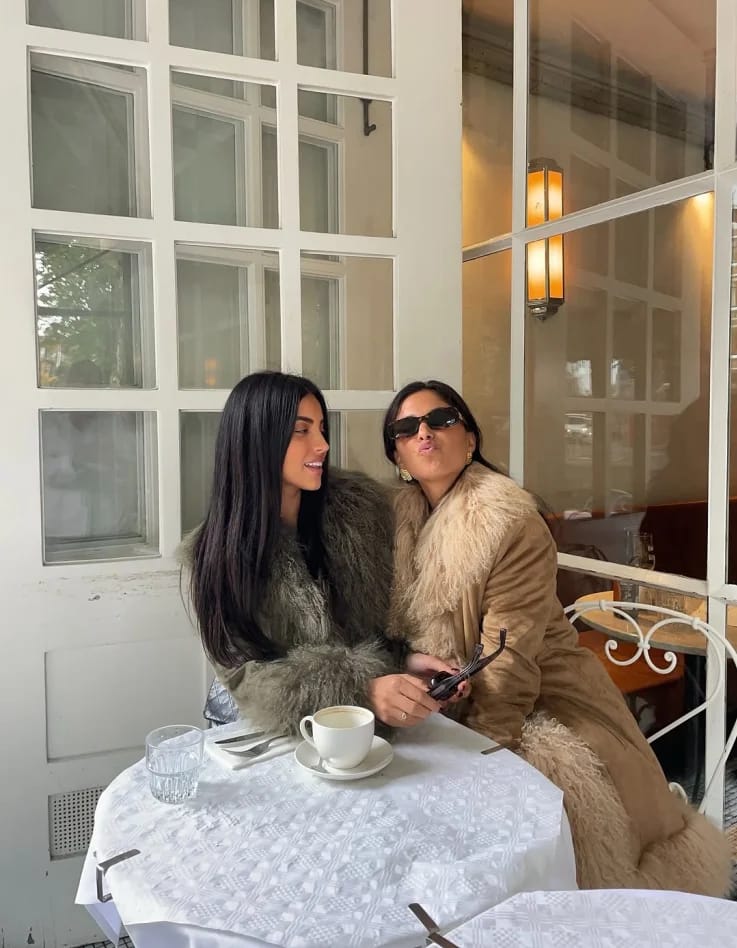 Customer photo review of Teresa Patchwork Faux Fur Collar Coat