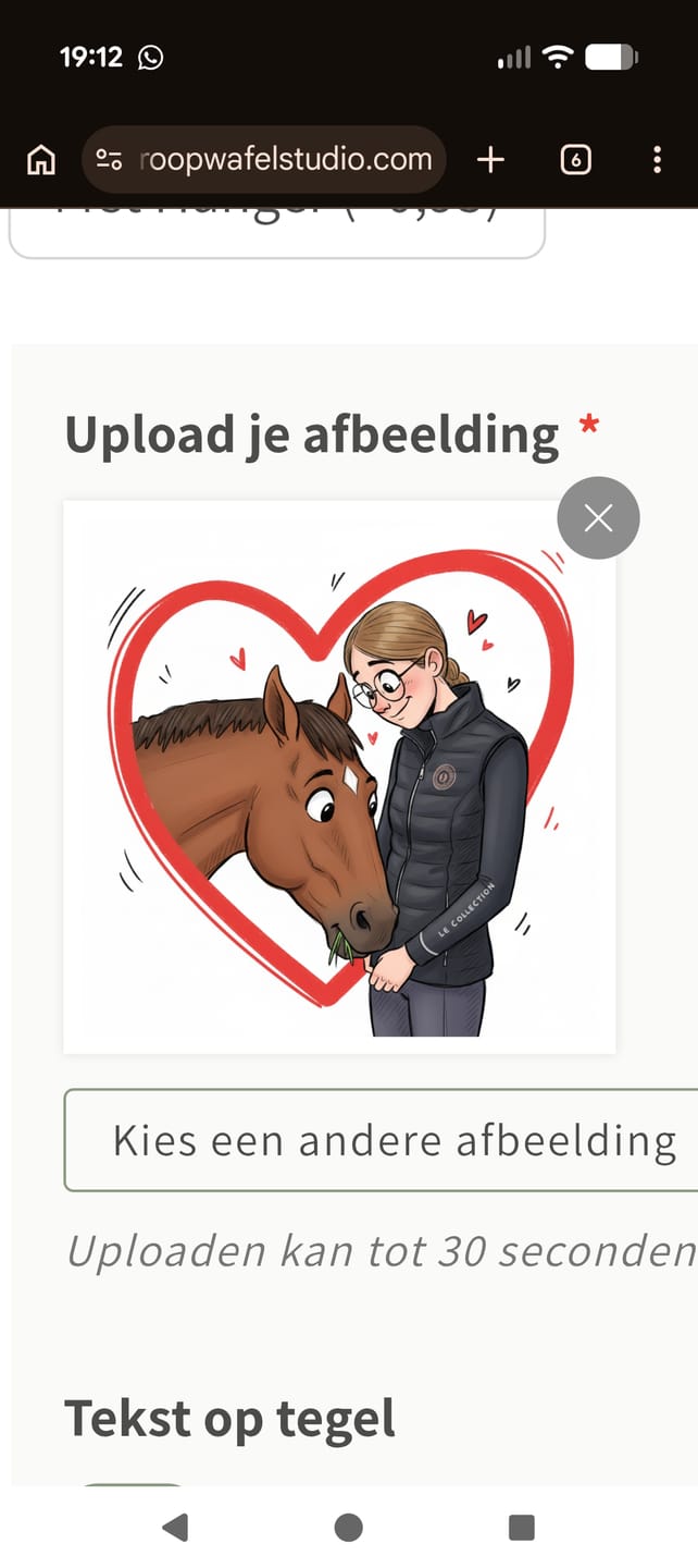Customer photo review of Vrolijke Karikatuur Hart Tegel – Jouw Foto als Expressieve Karikatuur