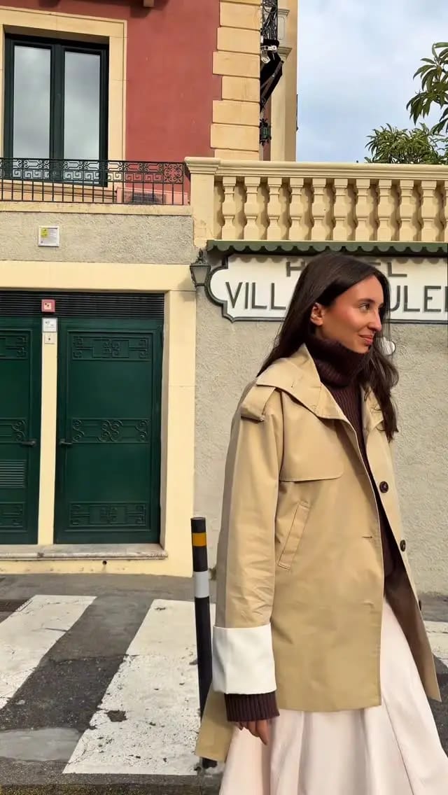 Customer photo review of Alicia Contrast Cuffs Belted Trench Coat