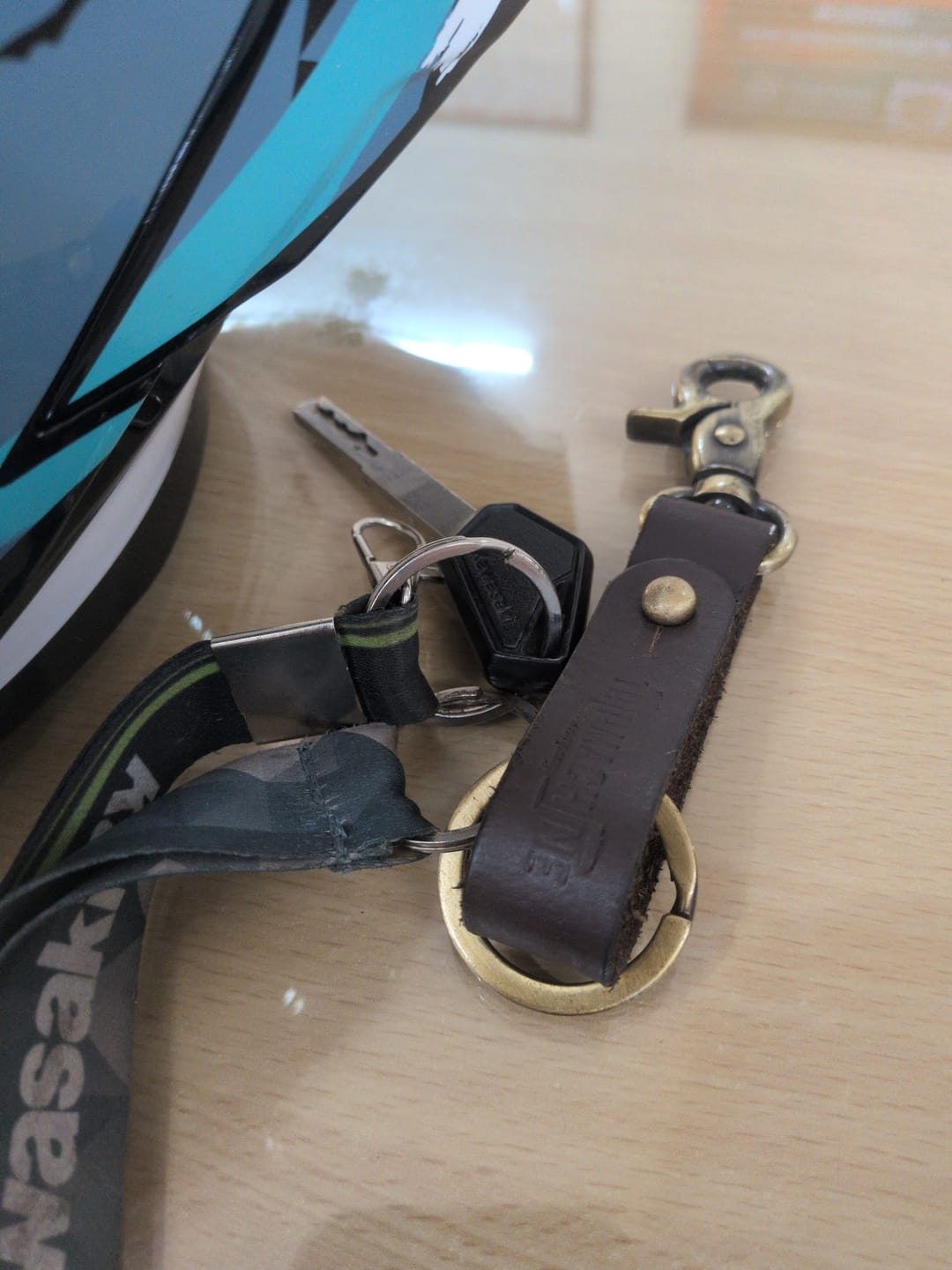 Customer photo review of key fob with antique gold