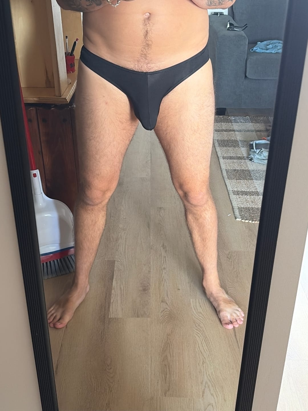 Customer photo review of 3 Pack Men's Large Enhancing Pouch & Solid Color Low-Rise Thongs