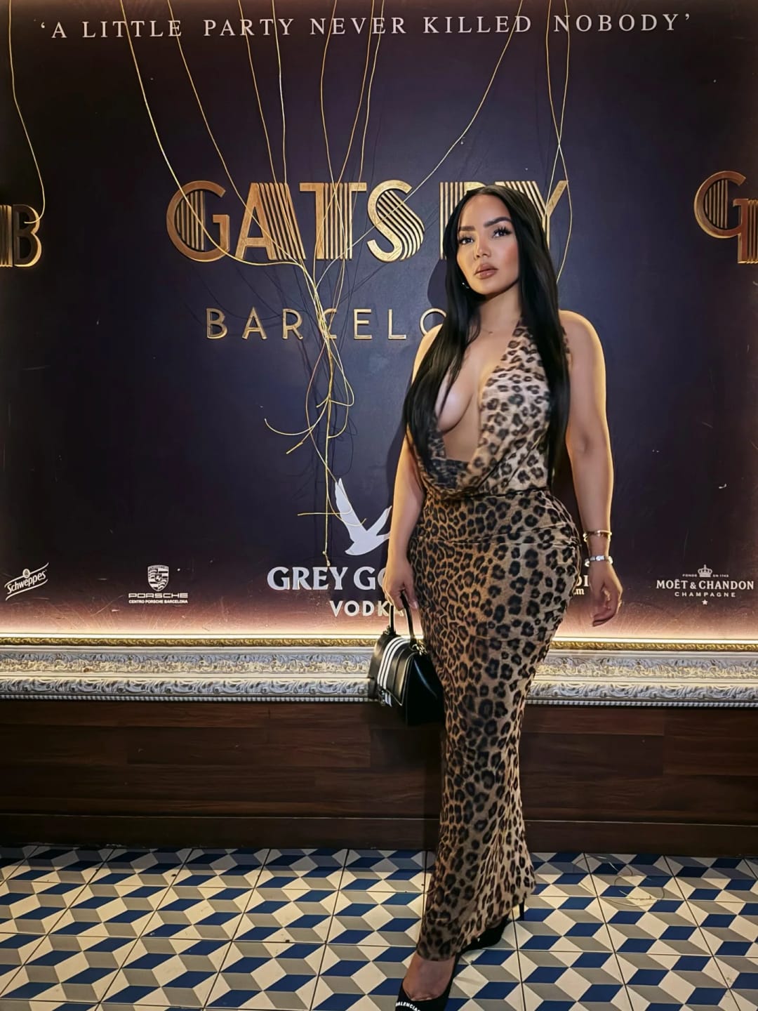 Customer photo review of Anya Leopard Print Halter Backless Maxi Dress