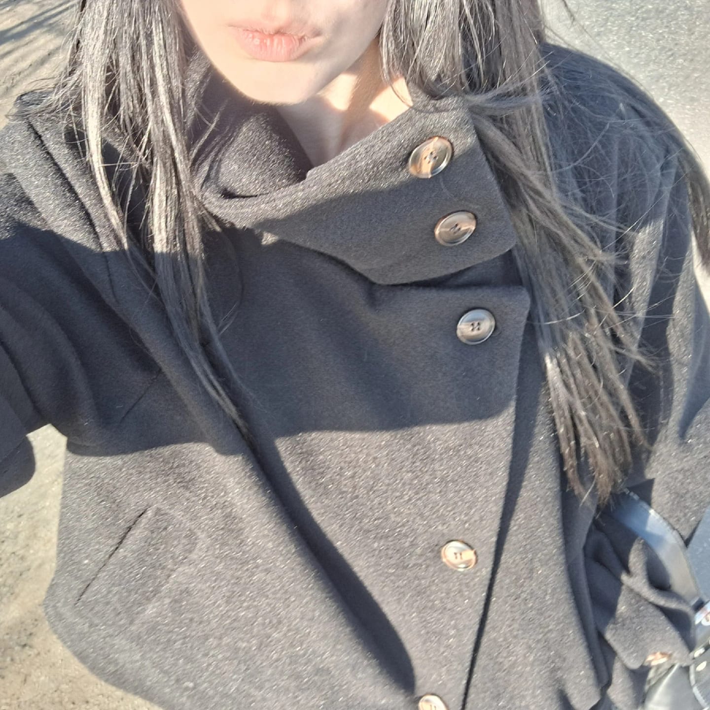 Customer photo review of Rose Buckle Stand Collar Coat