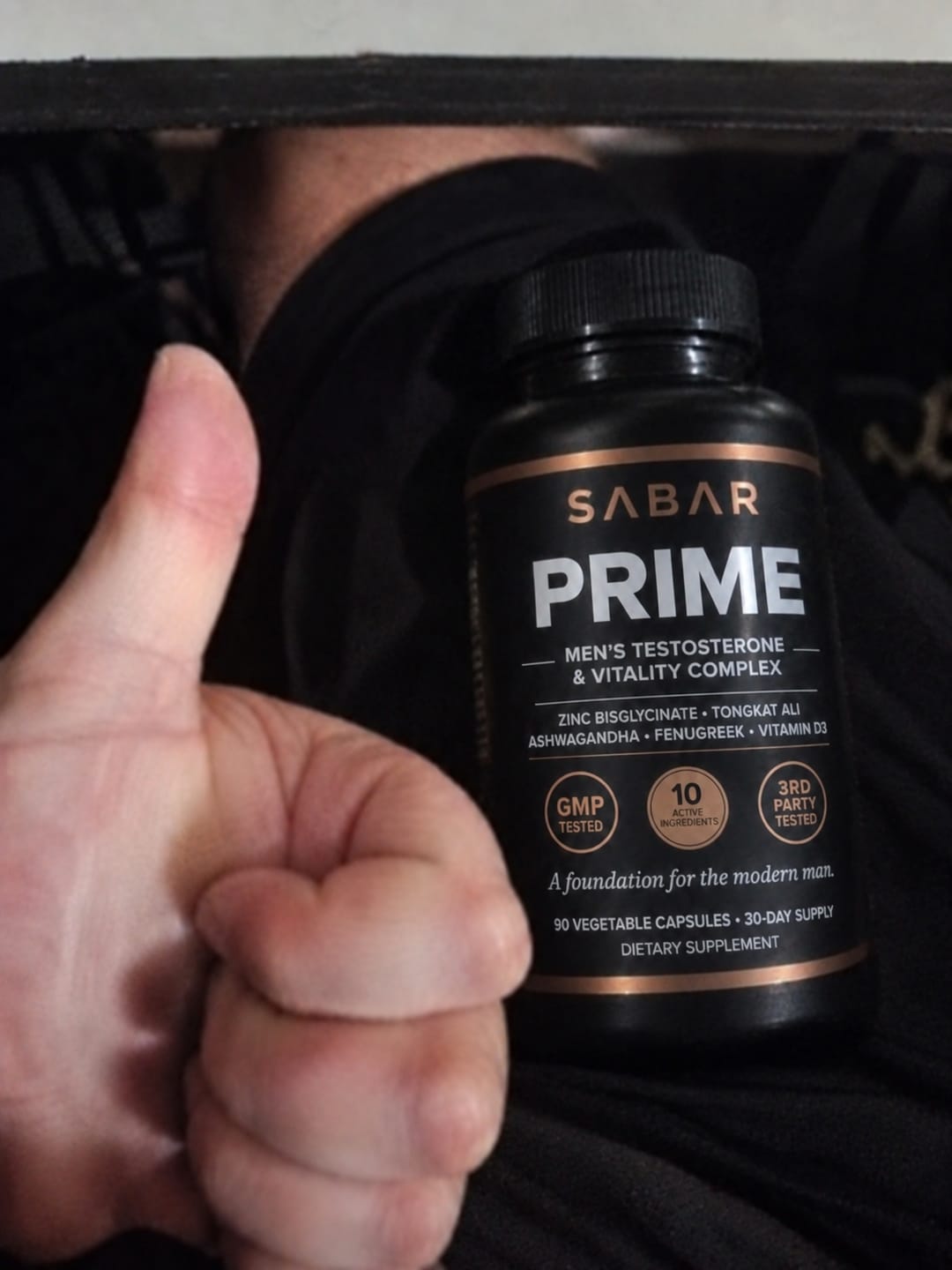 Customer photo review of SABAR PRIME — Men's Testosterone & Vitality Complex