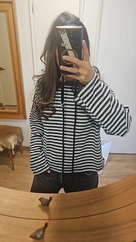 Customer photo review of Vivien Striped Oversized Knit Sweater
