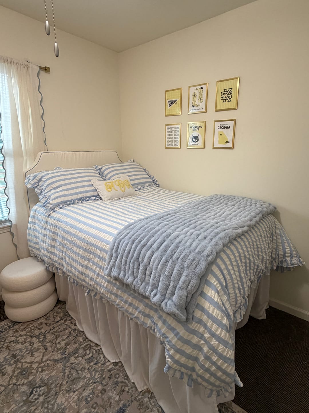 Customer photo review of Baby Blue Seersucker Duvet Cover with Ruffle