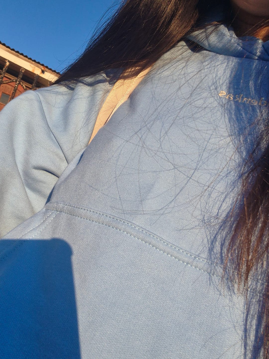 Customer photo review of POLERÓN HOODIE CELESTE - OVERSIZE CON GORRO LOGO Y ESPALDA BORDADO