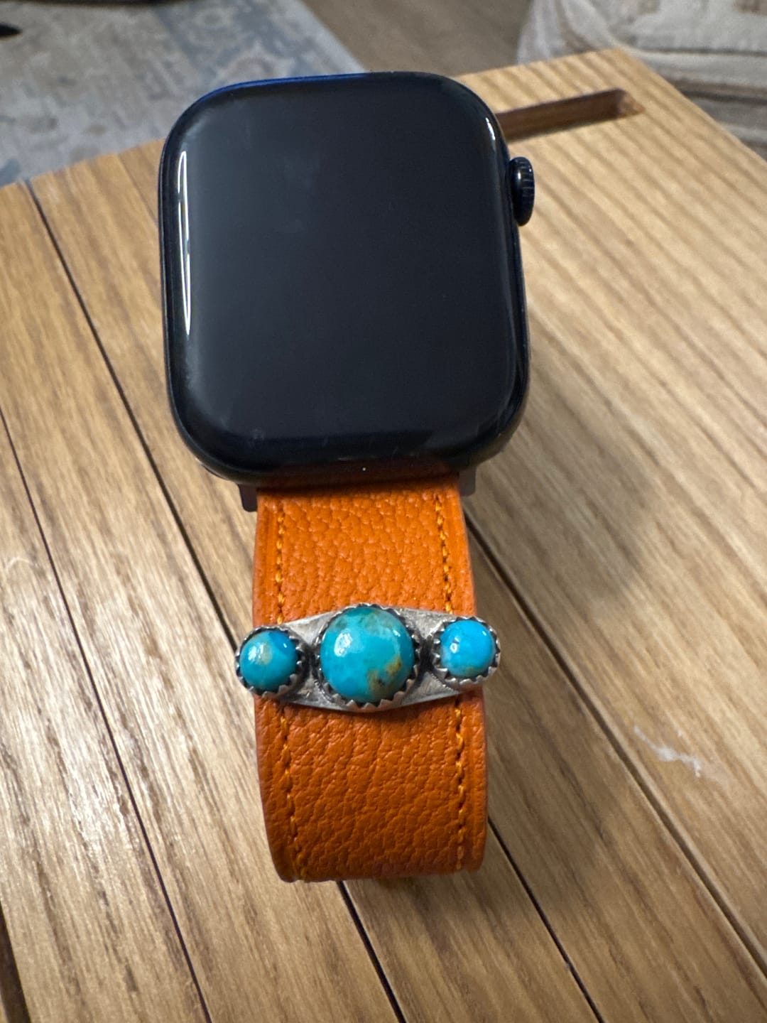 Customer photo review of Handmade Sterling Silver Kingman Turquoise Watch Charms with Signed Nizhoni