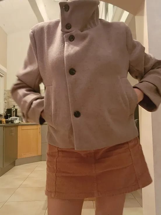 Customer photo review of Rose Buckle Stand Collar Coat