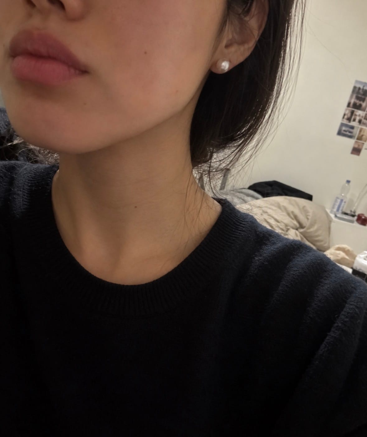 Customer photo review of 9-9.5mm Japanese Akoya Pearl Stud Earrings - 18K Gold