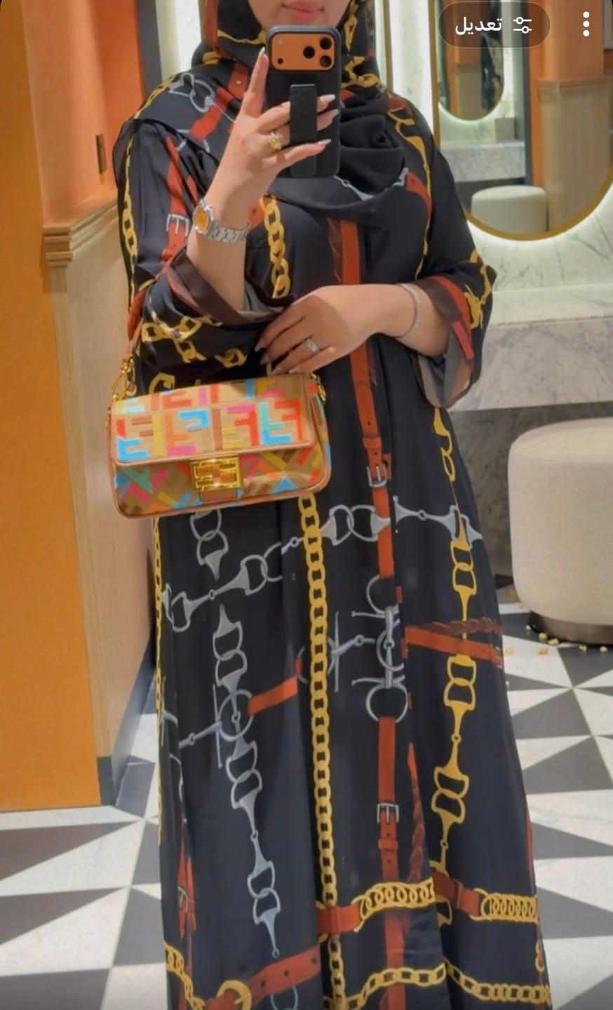 Customer photo review of C 1436 Black Belts Printed Abaya