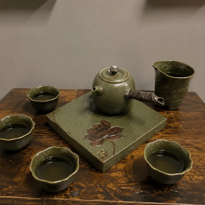 Customer photo review of Rin Lotus Side Grip Kung Fu Teapot Set