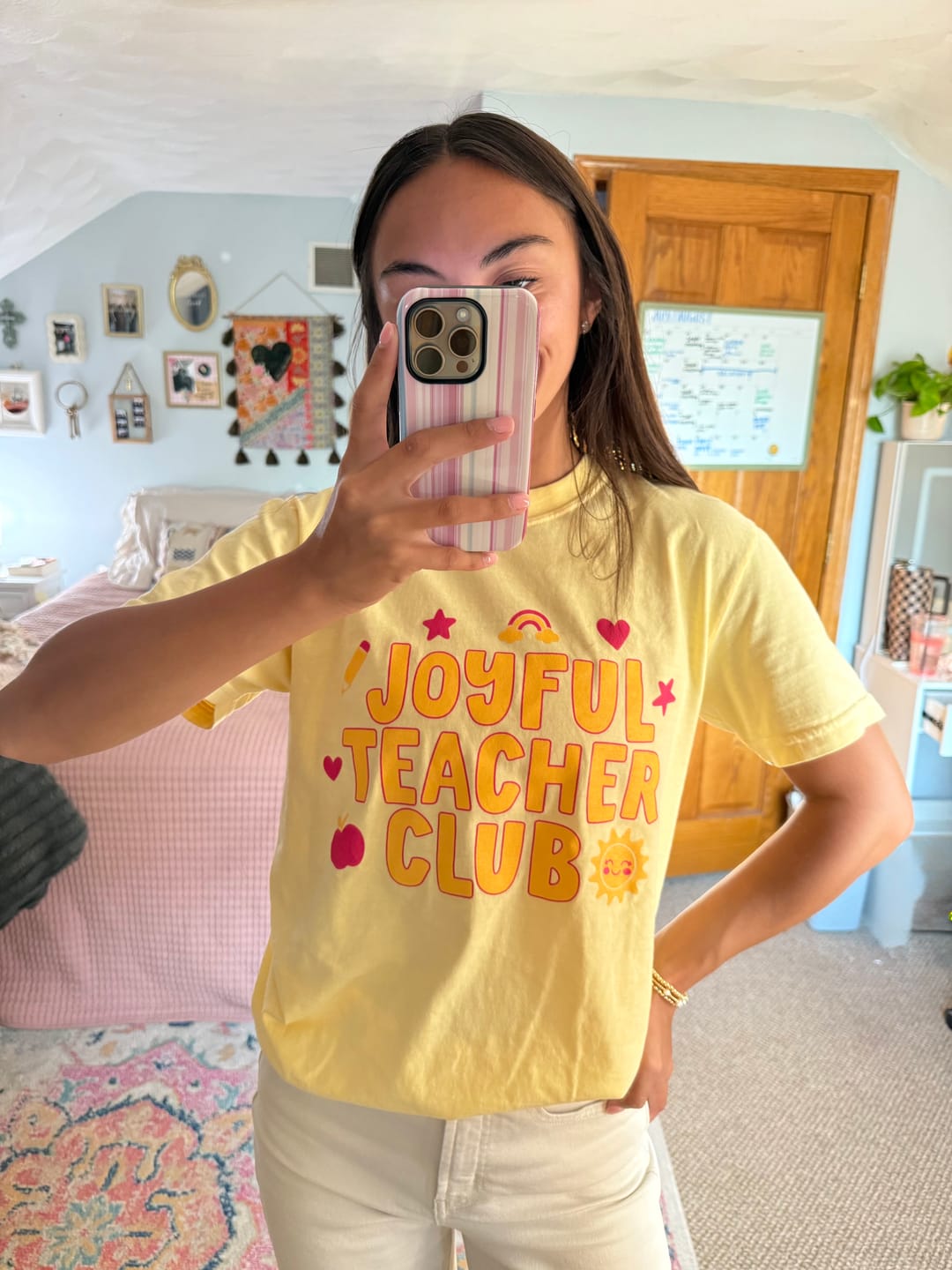 Customer photo review of Joyful Teacher Club Tee