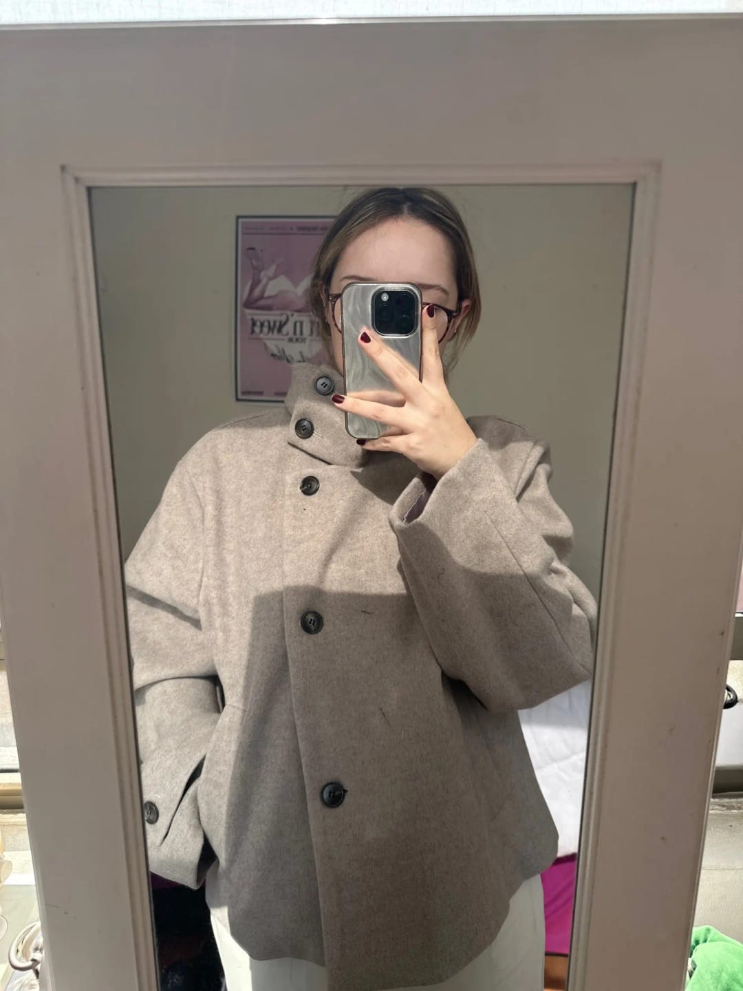 Customer photo review of Rose Buckle Stand Collar Coat