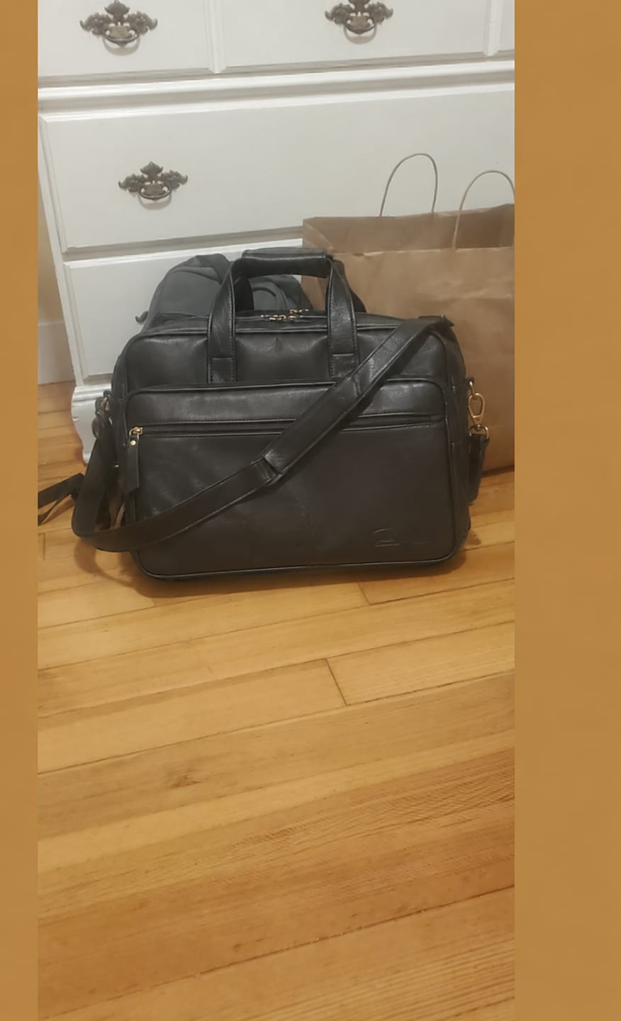 Customer photo review of Haven | Black Leather Briefcase