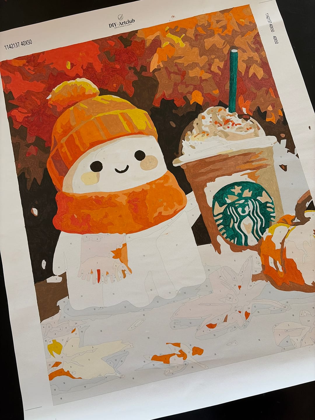 Customer photo review of Pumpkin spice ghost | Paint by Number