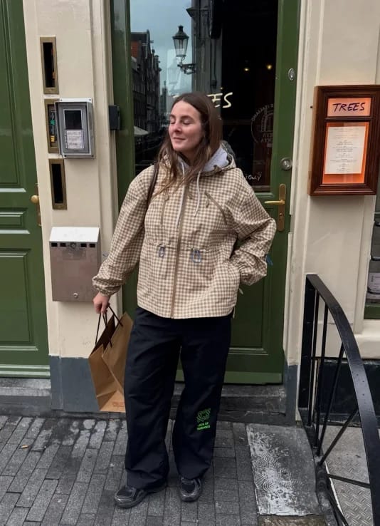Customer photo review of Lola Plaid Hooded Trench Jacket