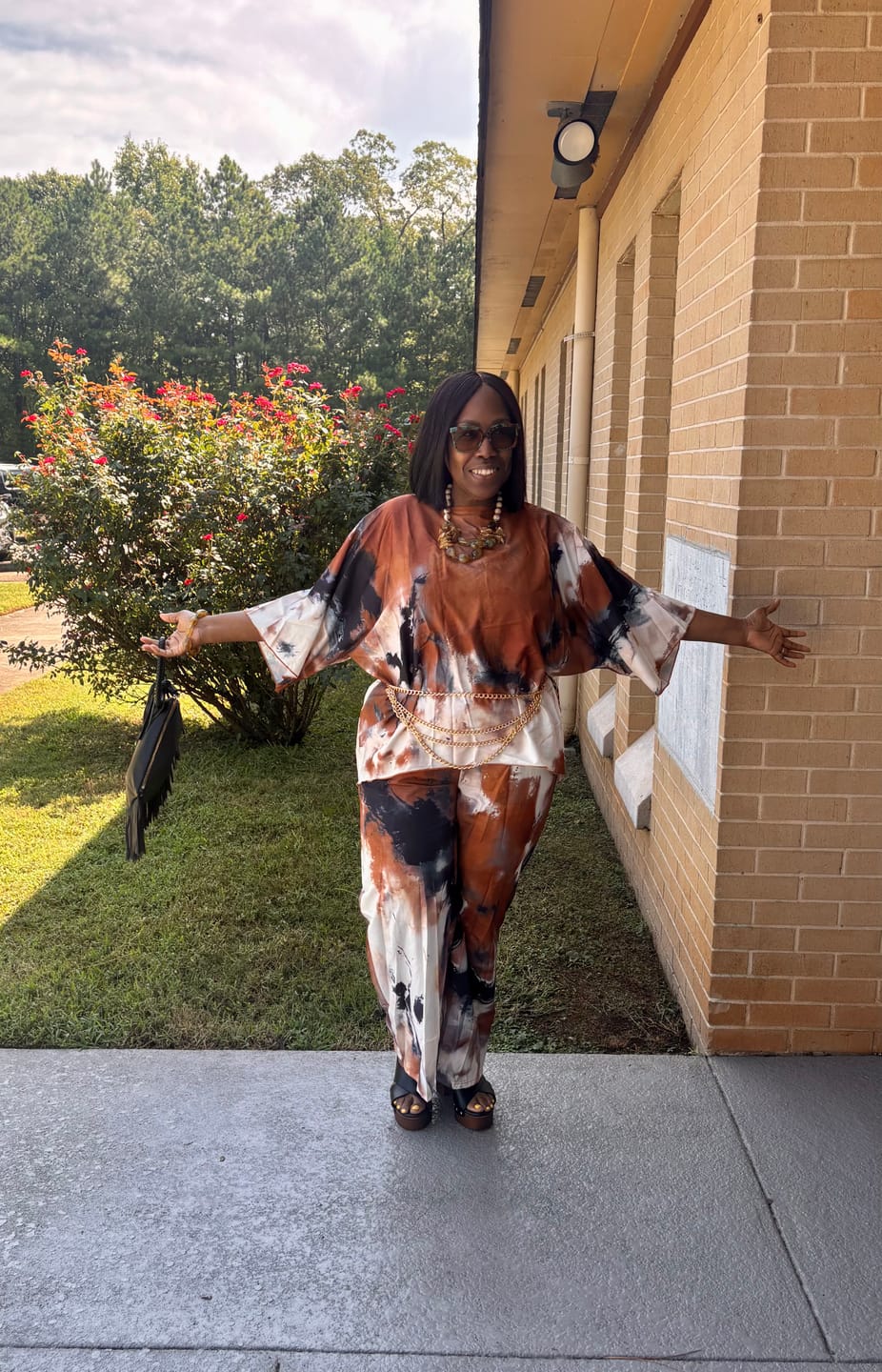 Customer photo review of Sahara Sands Loose Print Top and Pants Set