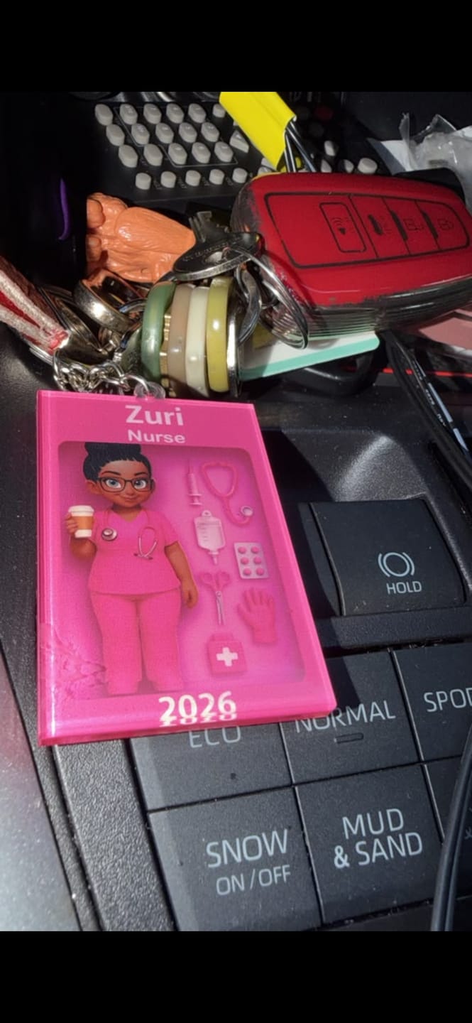 Customer photo review of Nurse In Toy Box - Personalized Acrylic Keychain, Gift For Nurse, For Co-workers