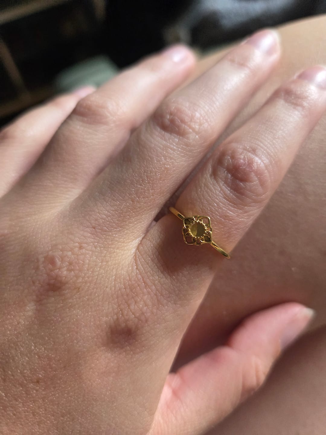Customer photo review of Vintage Lotus Flower Opal Ring