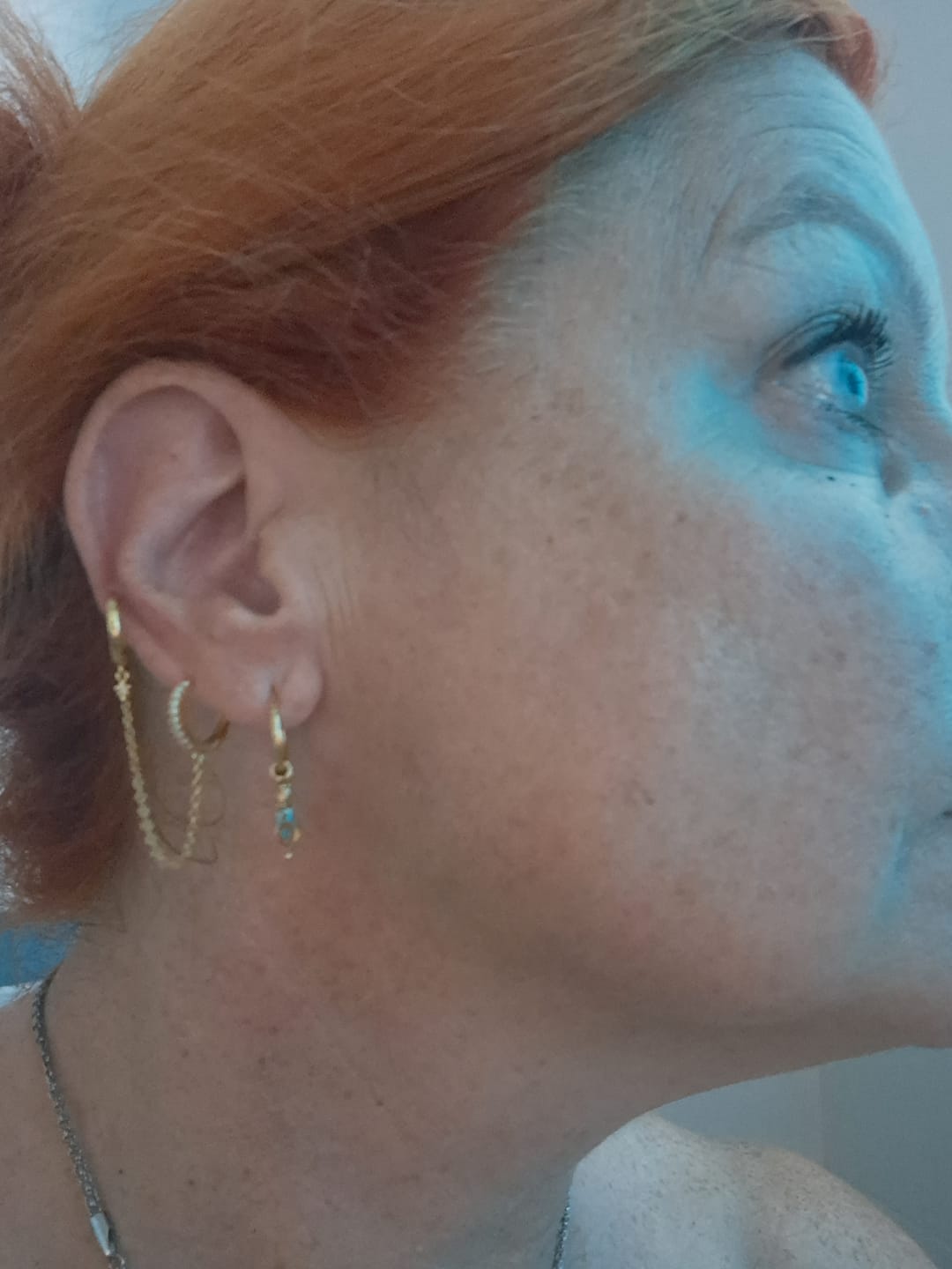 Customer photo review of Hoop Chain Earrings